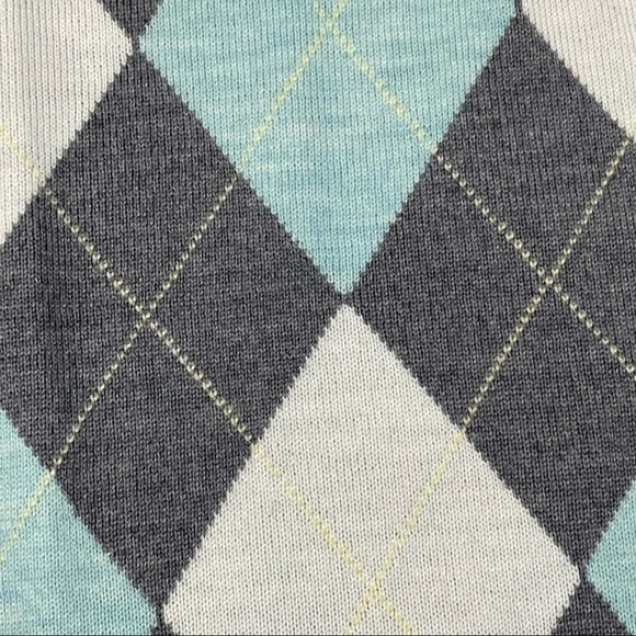 PENDLETON ARGYLE MERINO WOOL GRAY AQUA TURTLENECK SWEATER - Picture 16 of 16